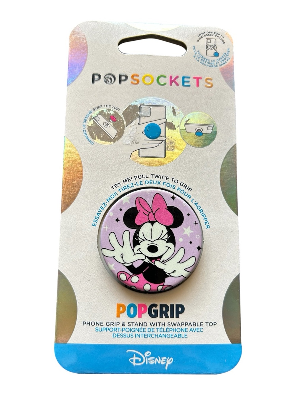 4/$20 PopSocket Disney Minnie Mouse Pink and Black PopGrip Phone Grip